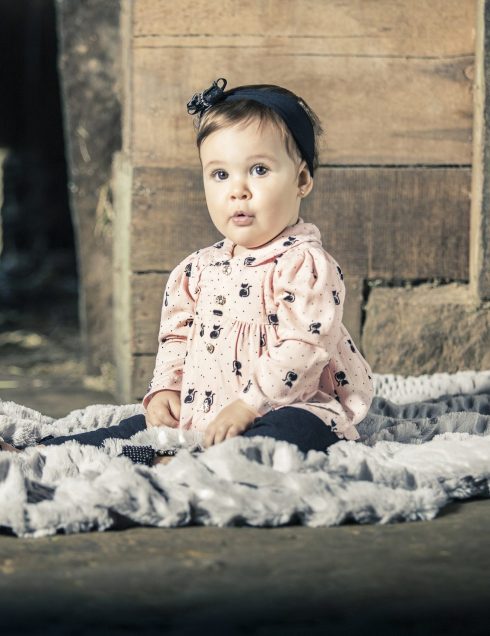 Bata em tecido plano e legging em ribana